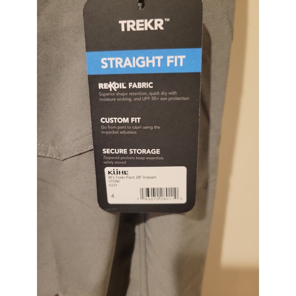 NWT Kuhl Trekr Pants Women's 4 Short Stone Gray Stretch Hiking Travel Cinch Hem - Picture 7 of 11